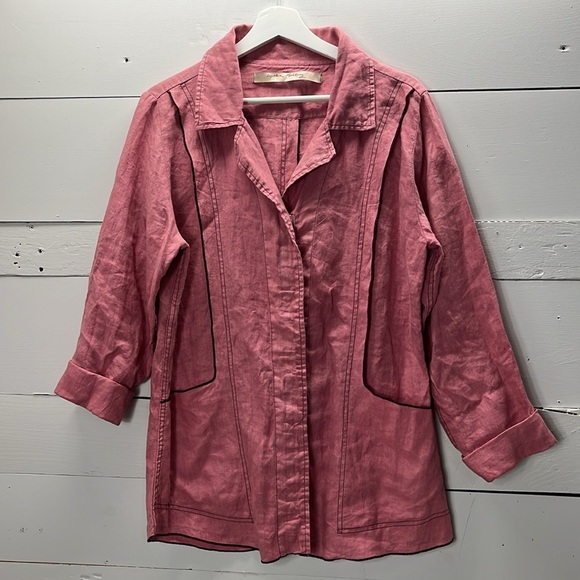 cynthia ashby Dresses & Skirts - Cynthia Ashby Woman’s 100% Linen Lagenlook Art to Wear Button Down Shirt Size M